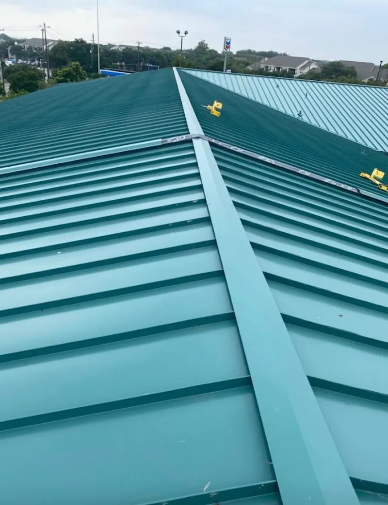Green commercial metal roof ridge and valley for Metal Roof Repair in El Cajon